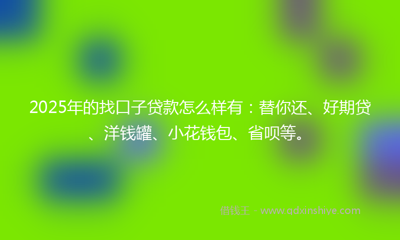 2025年的找口子贷款怎么样有：替你还、好期贷、洋钱罐、小花钱包、省呗等。
