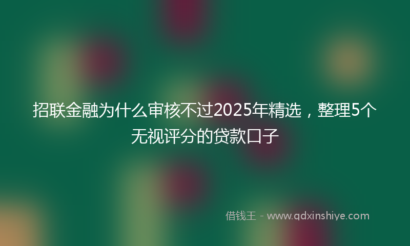 招联金融为什么审核不过2025年精选，整理5个无视评分的贷款口子