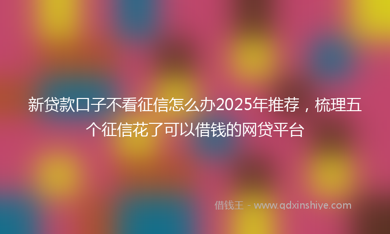 新贷款口子不看征信怎么办2025年推荐，梳理五个征信花了可以借钱的网贷平台