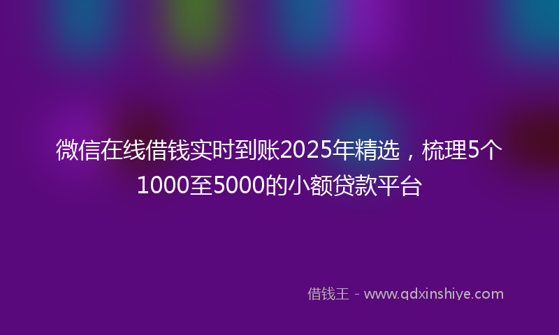 微信在线借钱实时到账2025年精选，梳理5个1000至5000的小额贷款平台