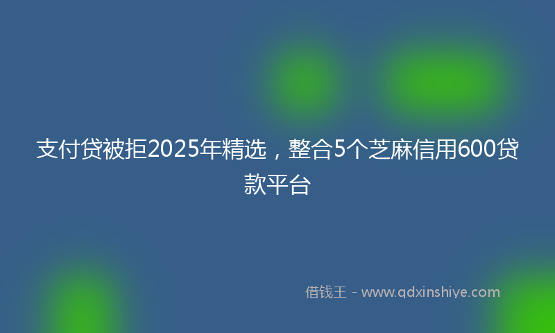 支付贷被拒2025年精选，整合5个芝麻信用600贷款平台