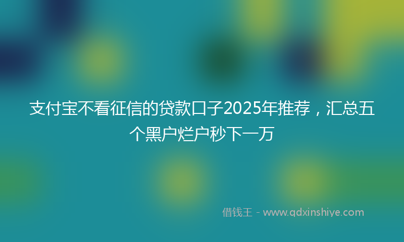 支付宝不看征信的贷款口子2025年推荐，汇总五个黑户烂户秒下一万