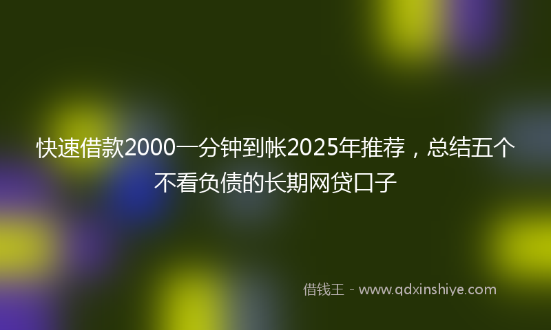 快速借款2000一分钟到帐2025年推荐，总结五个不看负债的长期网贷口子