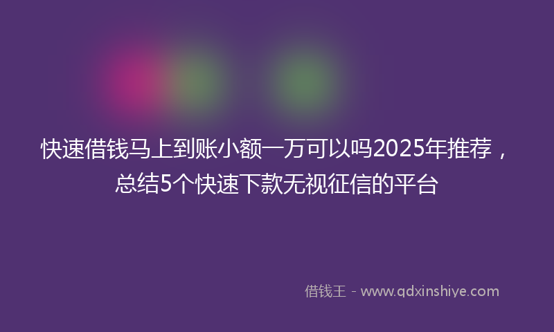 快速借钱马上到账小额一万可以吗2025年推荐，总结5个快速下款无视征信的平台