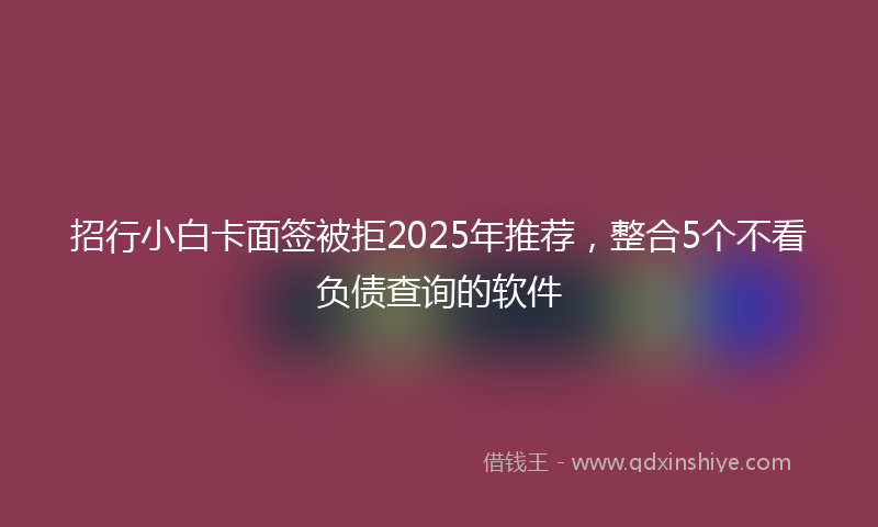 招行小白卡面签被拒2025年推荐，整合5个不看负债查询的软件