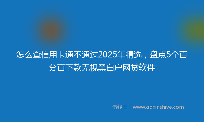 怎么查信用卡通不通过2025年精选，盘点5个百分百下款无视黑白户网贷软件
