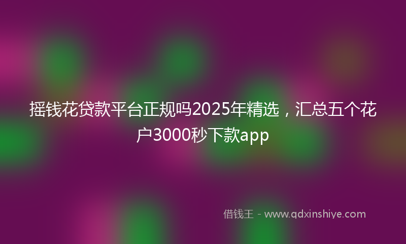 摇钱花贷款平台正规吗2025年精选，汇总五个花户3000秒下款app