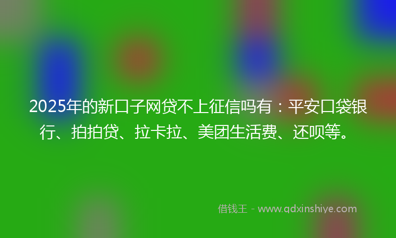 2025年的新口子网贷不上征信吗有：平安口袋银行、拍拍贷、拉卡拉、美团生活费、还呗等。