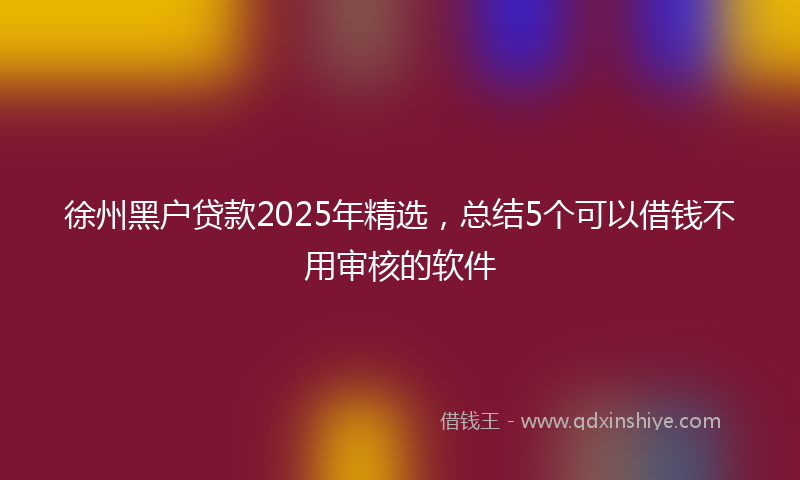 徐州黑户贷款2025年精选，总结5个可以借钱不用审核的软件