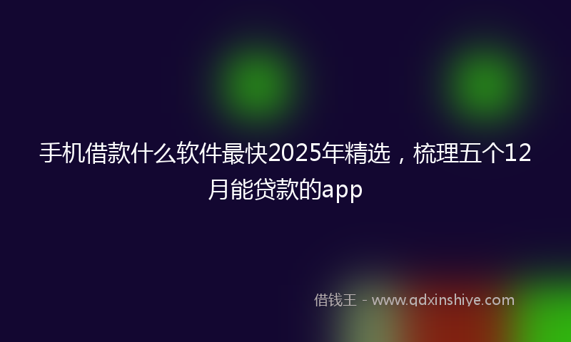 手机借款什么软件最快2025年精选，梳理五个12月能贷款的app