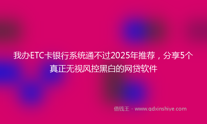 我办ETC卡银行系统通不过2025年推荐，分享5个真正无视风控黑白的网贷软件