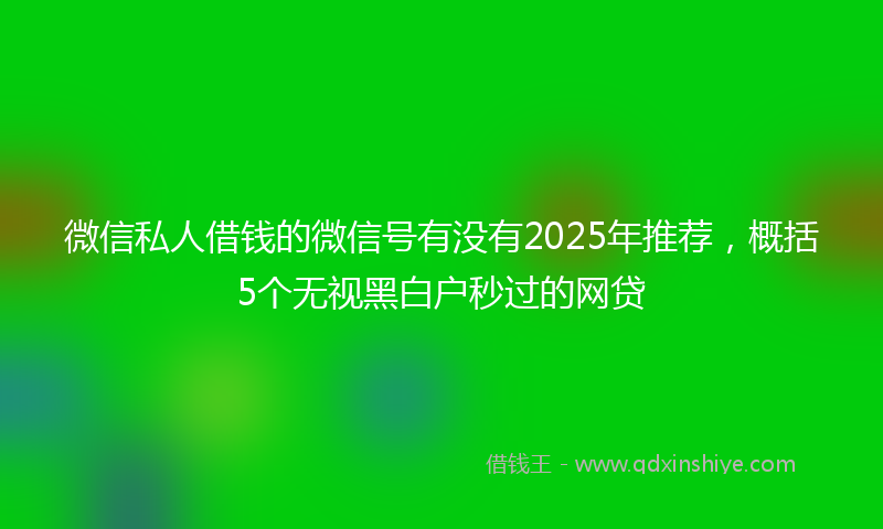 微信私人借钱的微信号有没有2025年推荐，概括5个无视黑白户秒过的网贷