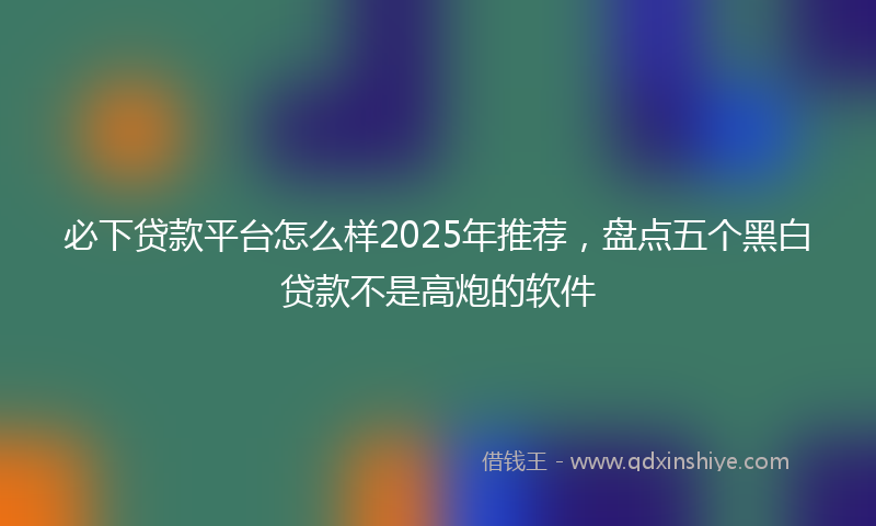 必下贷款平台怎么样2025年推荐，盘点五个黑白贷款不是高炮的软件