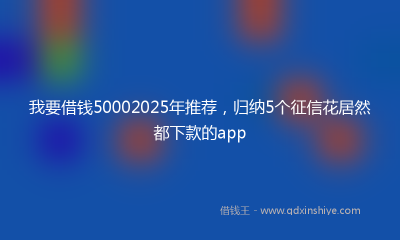 我要借钱50002025年推荐，归纳5个征信花居然都下款的app