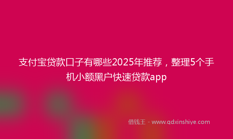 支付宝贷款口子有哪些2025年推荐，整理5个手机小额黑户快速贷款app