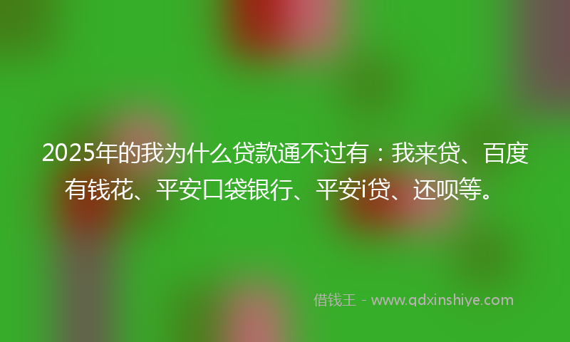 2025年的我为什么贷款通不过有：我来贷、百度有钱花、平安口袋银行、平安i贷、还呗等。