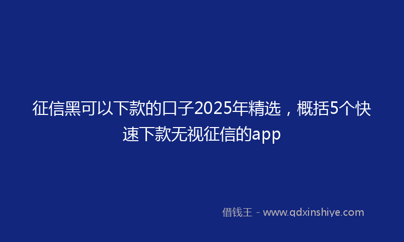 征信黑可以下款的口子2025年精选，概括5个快速下款无视征信的app