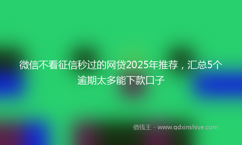微信不看征信秒过的网贷2025年推荐，汇总5个逾期太多能下款口子