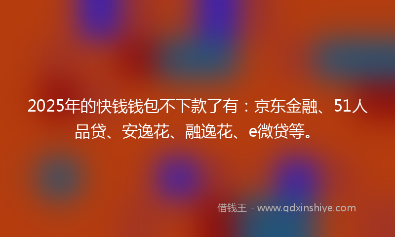 2025年的快钱钱包不下款了有：京东金融、51人品贷、安逸花、融逸花、e微贷等。