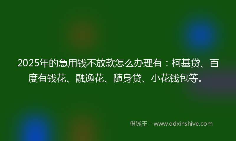 2025年的急用钱不放款怎么办理有：柯基贷、百度有钱花、融逸花、随身贷、小花钱包等。