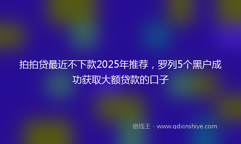 拍拍贷最近不下款2025年推荐，罗列5个黑户成功获取大额贷款的口子