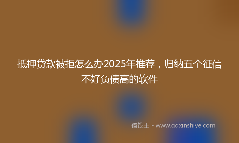 抵押贷款被拒怎么办2025年推荐，归纳五个征信不好负债高的软件
