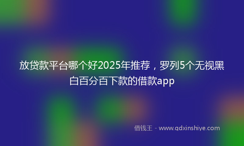 放贷款平台哪个好2025年推荐，罗列5个无视黑白百分百下款的借款app