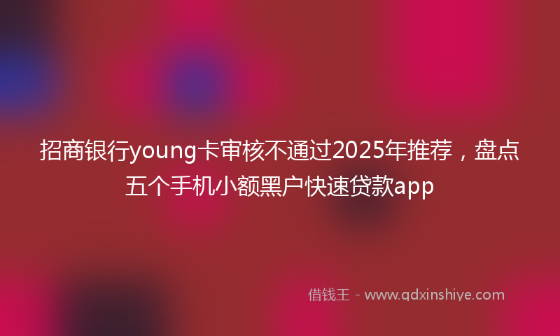 招商银行young卡审核不通过2025年推荐，盘点五个手机小额黑户快速贷款app