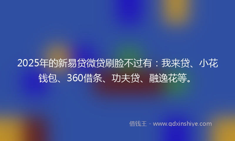 2025年的新易贷微贷刷脸不过有：我来贷、小花钱包、360借条、功夫贷、融逸花等。