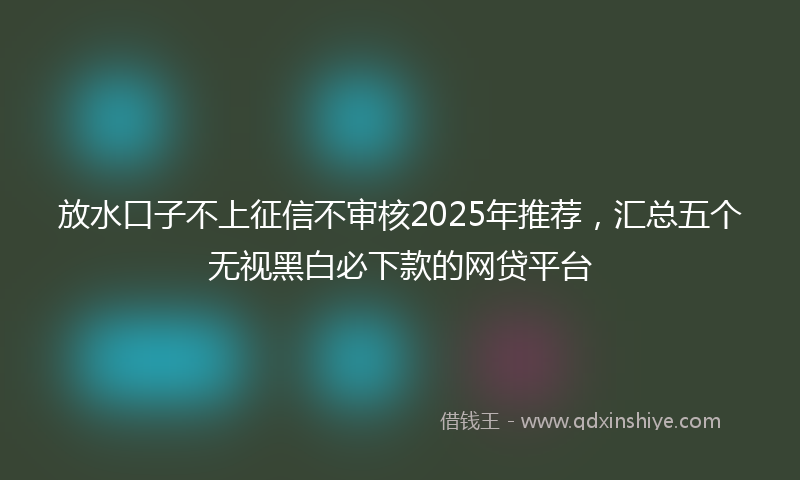 放水口子不上征信不审核2025年推荐，汇总五个无视黑白必下款的网贷平台
