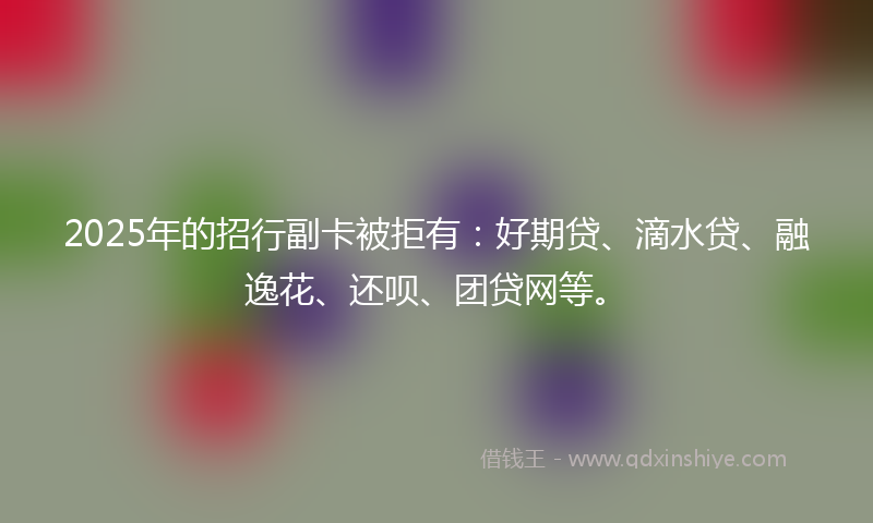 2025年的招行副卡被拒有：好期贷、滴水贷、融逸花、还呗、团贷网等。
