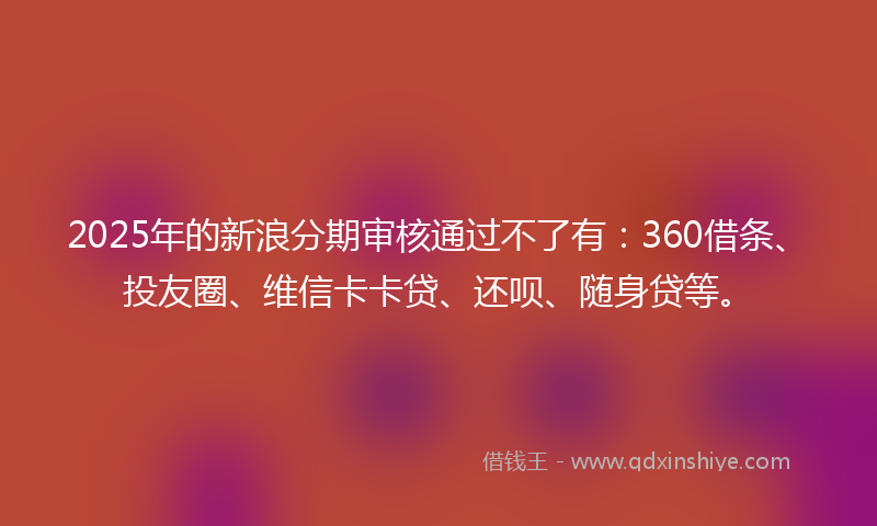 2025年的新浪分期审核通过不了有：360借条、投友圈、维信卡卡贷、还呗、随身贷等。