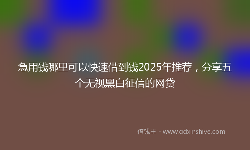 急用钱哪里可以快速借到钱2025年推荐，分享五个无视黑白征信的网贷