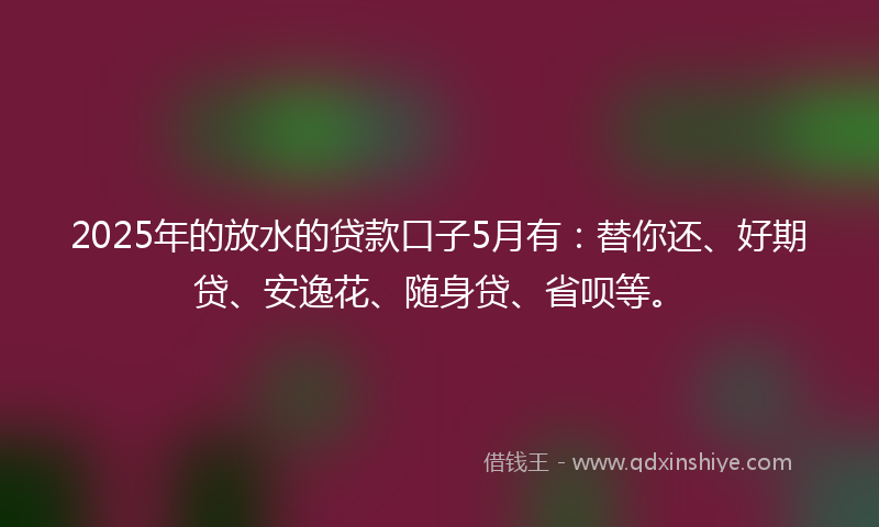 2025年的放水的贷款口子5月有：替你还、好期贷、安逸花、随身贷、省呗等。