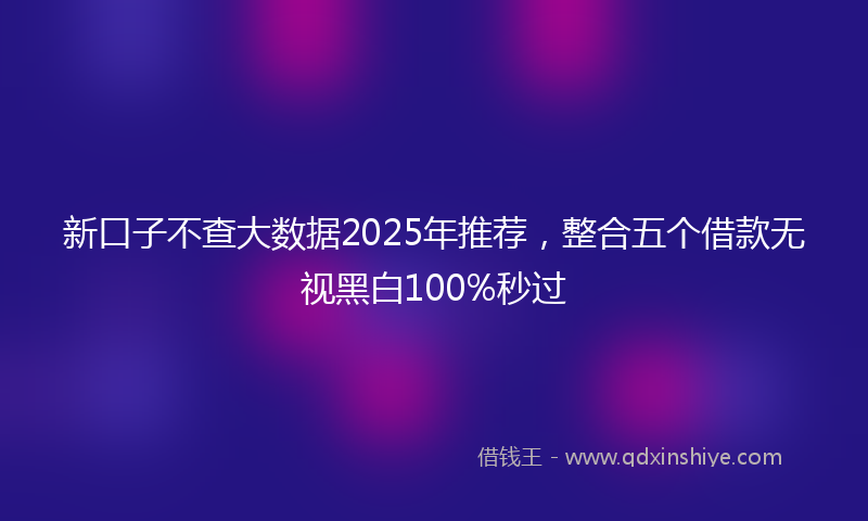 新口子不查大数据2025年推荐，整合五个借款无视黑白100%秒过