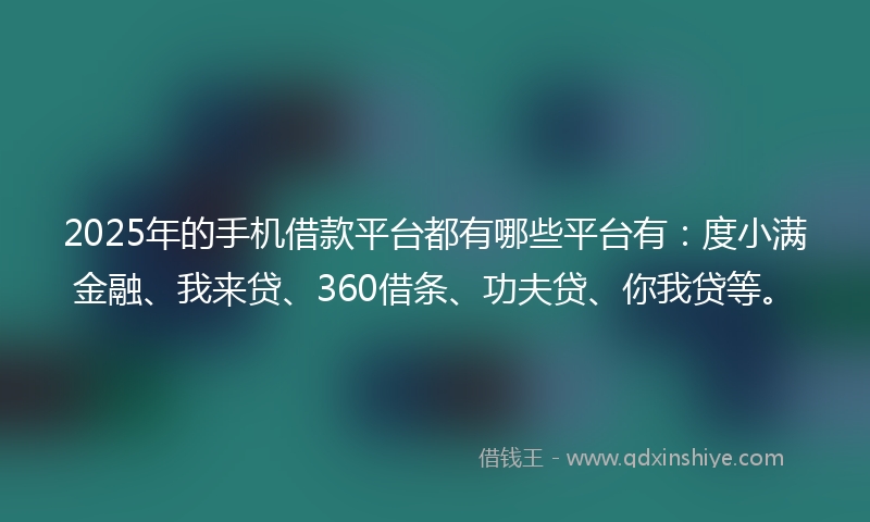2025年的手机借款平台都有哪些平台有：度小满金融、我来贷、360借条、功夫贷、你我贷等。