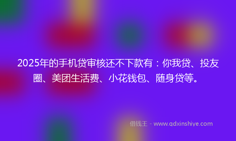 2025年的手机贷审核还不下款有：你我贷、投友圈、美团生活费、小花钱包、随身贷等。
