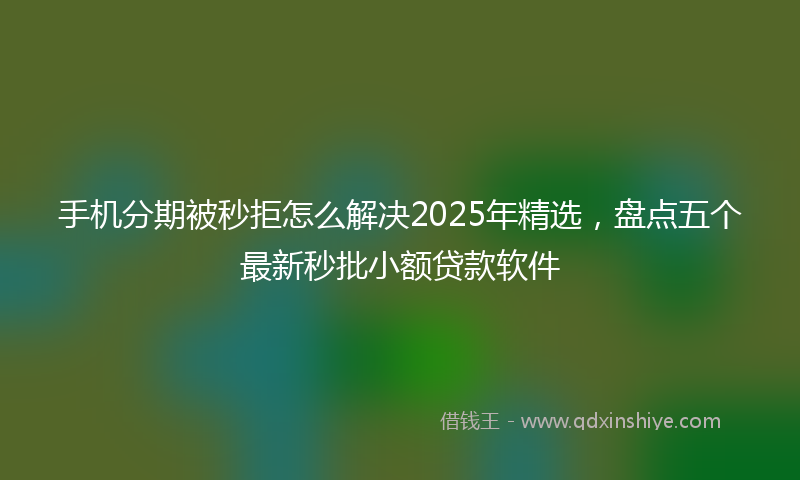 手机分期被秒拒怎么解决2025年精选，盘点五个最新秒批小额贷款软件