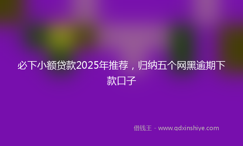 必下小额贷款2025年推荐，归纳五个网黑逾期下款口子