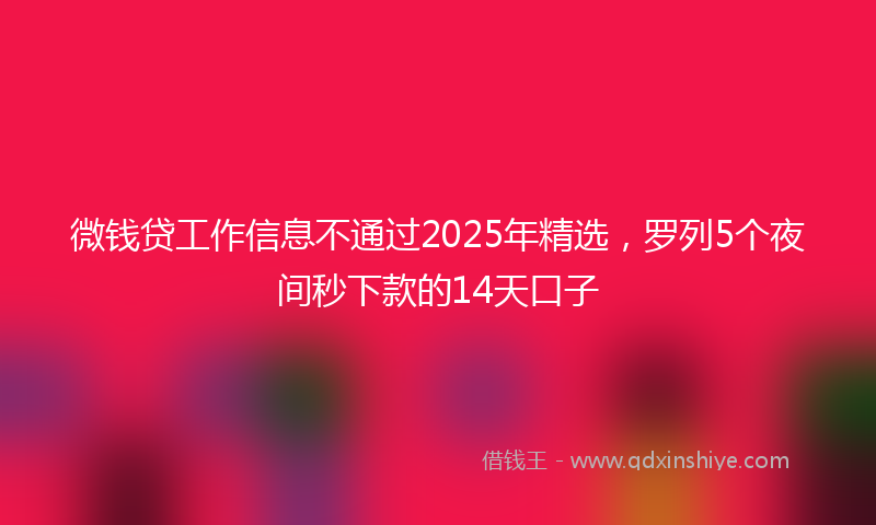 微钱贷工作信息不通过2025年精选，罗列5个夜间秒下款的14天口子