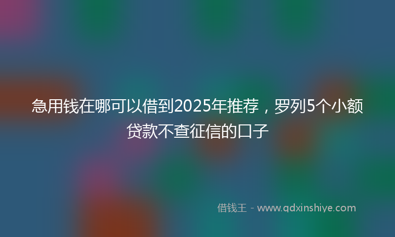 急用钱在哪可以借到2025年推荐，罗列5个小额贷款不查征信的口子