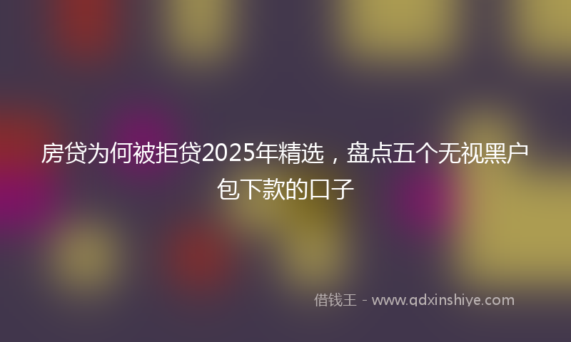 房贷为何被拒贷2025年精选，盘点五个无视黑户包下款的口子