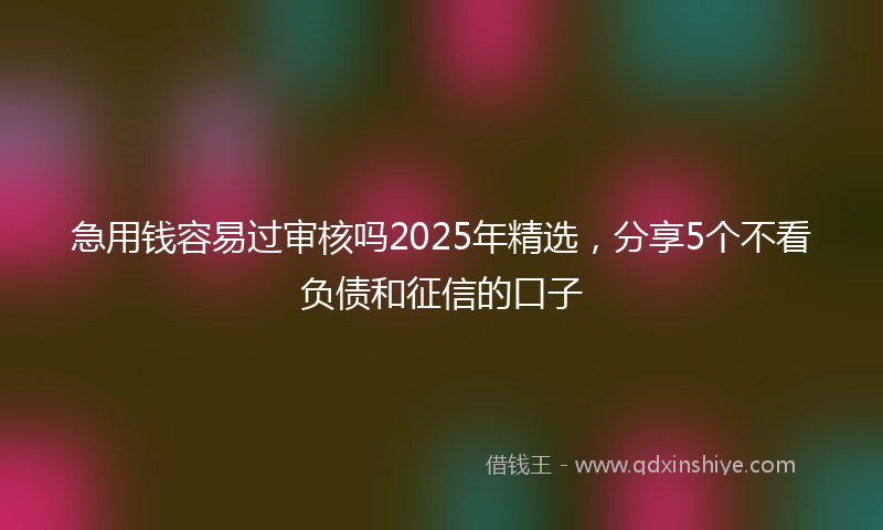 急用钱容易过审核吗2025年精选，分享5个不看负债和征信的口子