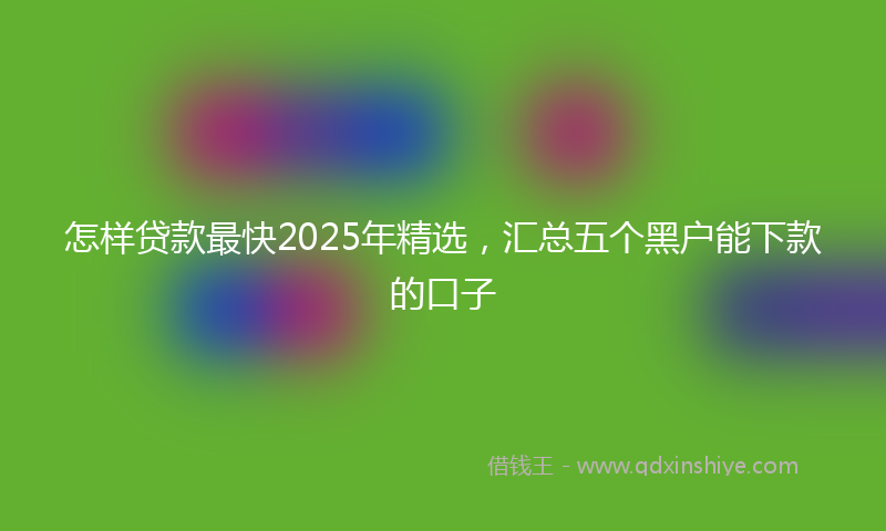 怎样贷款最快2025年精选，汇总五个黑户能下款的口子