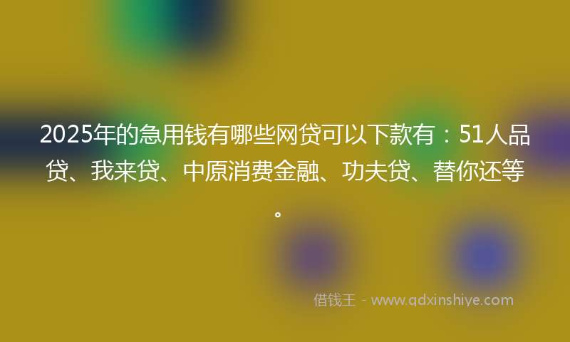 2025年的急用钱有哪些网贷可以下款有：51人品贷、我来贷、中原消费金融、功夫贷、替你还等。