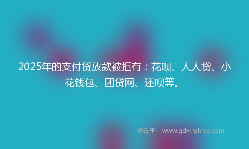 2025年的支付贷放款被拒有：花呗、人人贷、小花钱包、团贷网、还呗等。