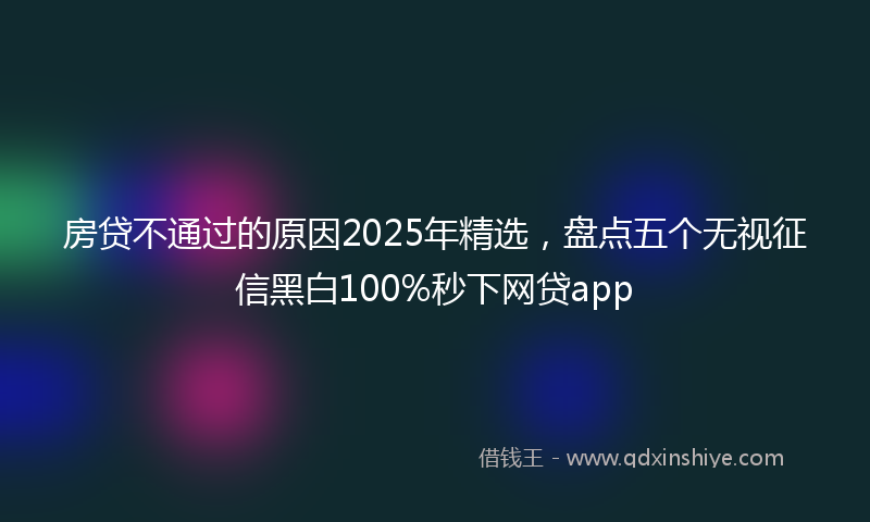 房贷不通过的原因2025年精选，盘点五个无视征信黑白100%秒下网贷app