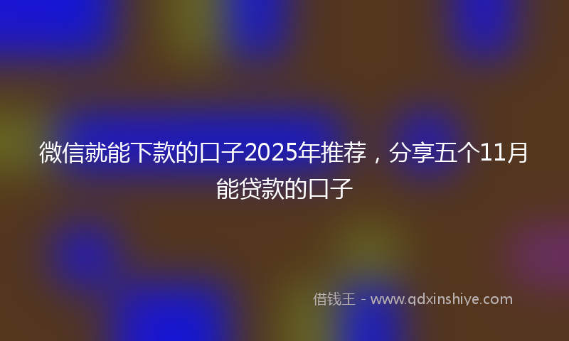 微信就能下款的口子2025年推荐，分享五个11月能贷款的口子