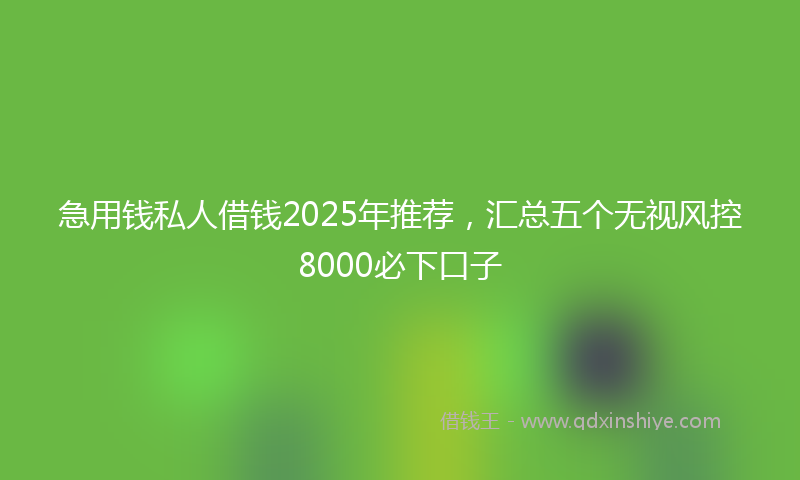急用钱私人借钱2025年推荐，汇总五个无视风控8000必下口子
