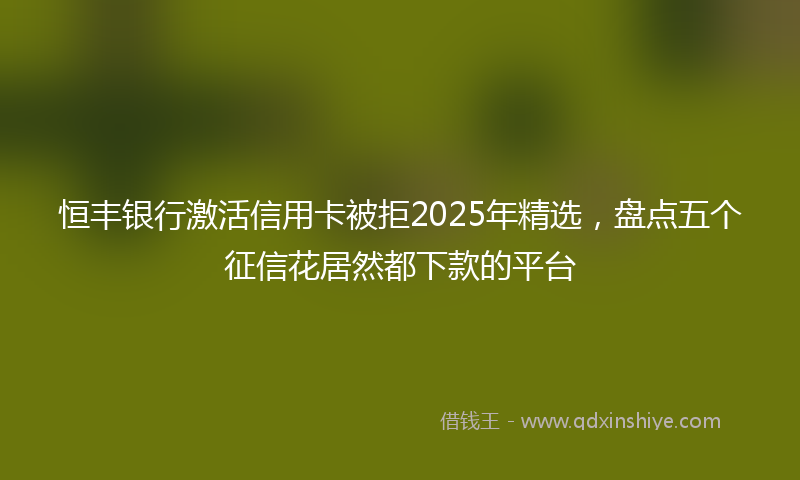 恒丰银行激活信用卡被拒2025年精选，盘点五个征信花居然都下款的平台